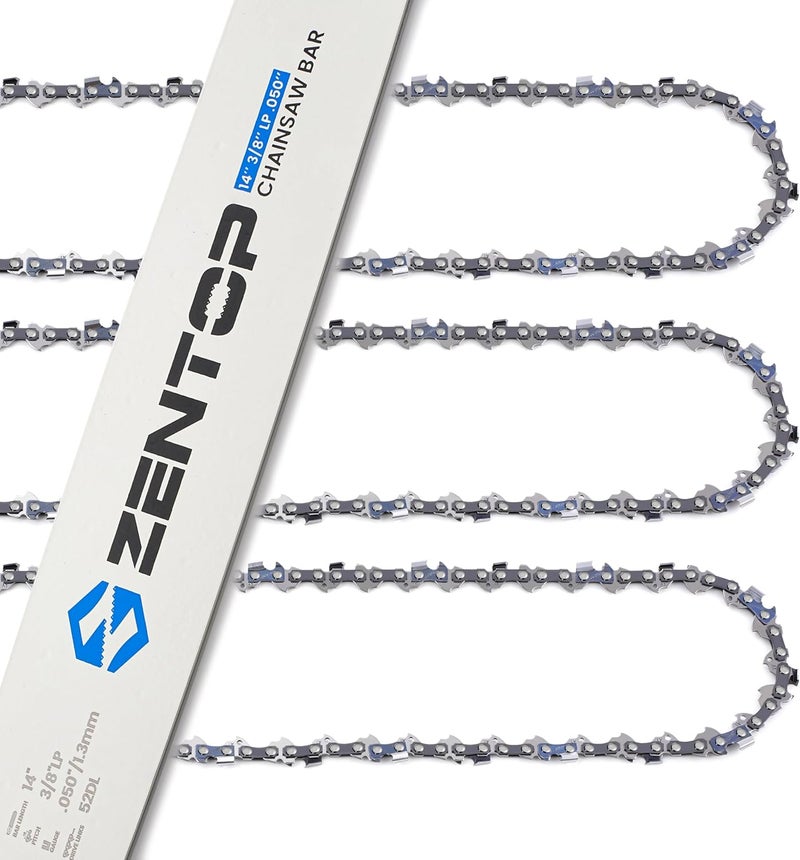 Zentop 14 Inch Chainsaw Bar and Chains, .050'' Gauge 3/8" LP Pitch 52DL Fits Echo CS-310, Husqvarna 120, Ryobi RY3714 and More - Image 1